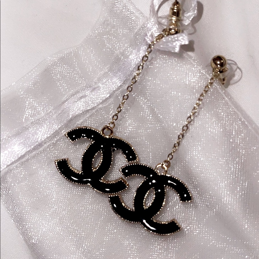 Chanel Black Dangle Earrings
